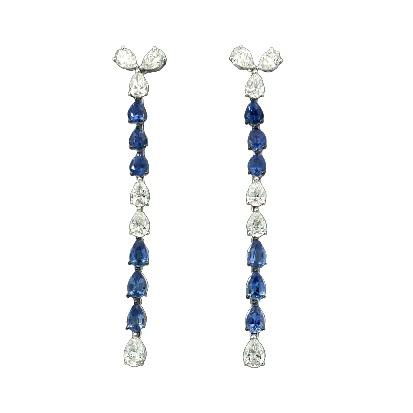 18KW BLUE SAPPHIRE AND DIAMOND DANGLE EARRINGS