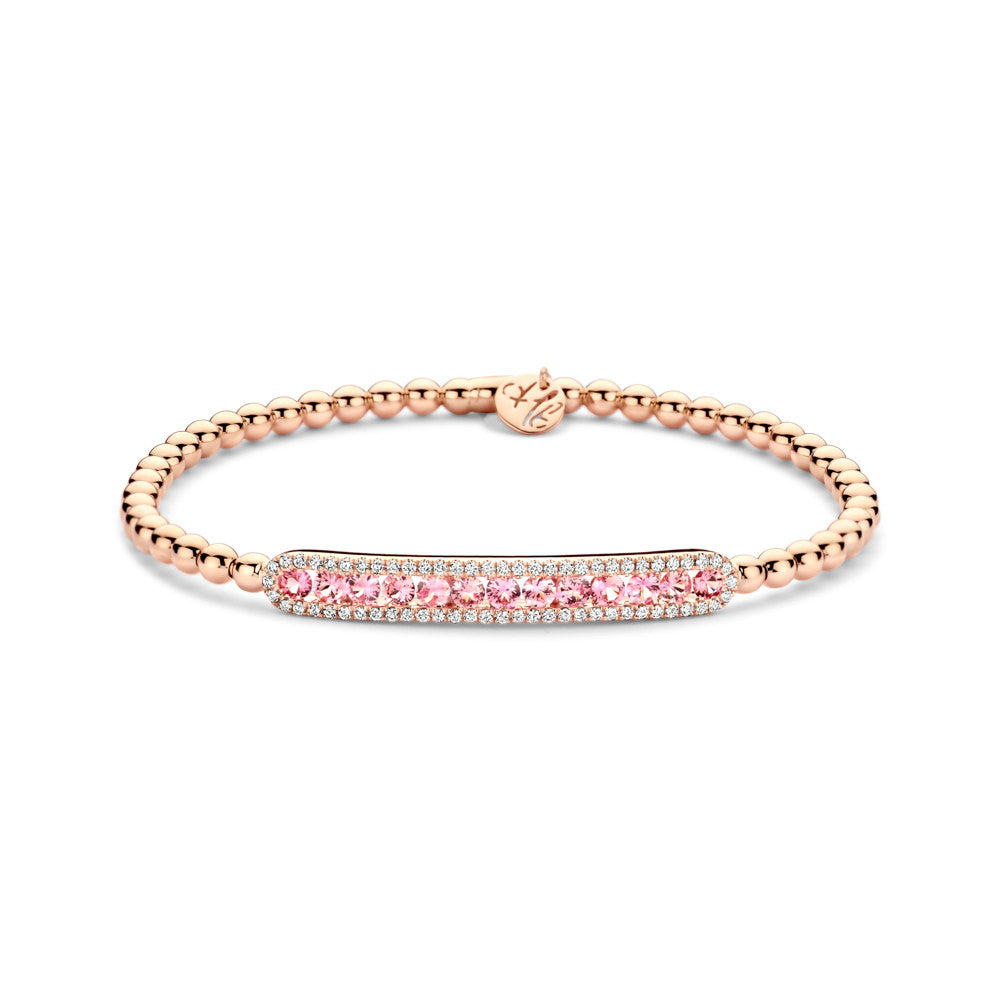 HULCHI BELLUNI 18KR DIAMOND & PINK SAPPHIRE STRETCH BRACELET