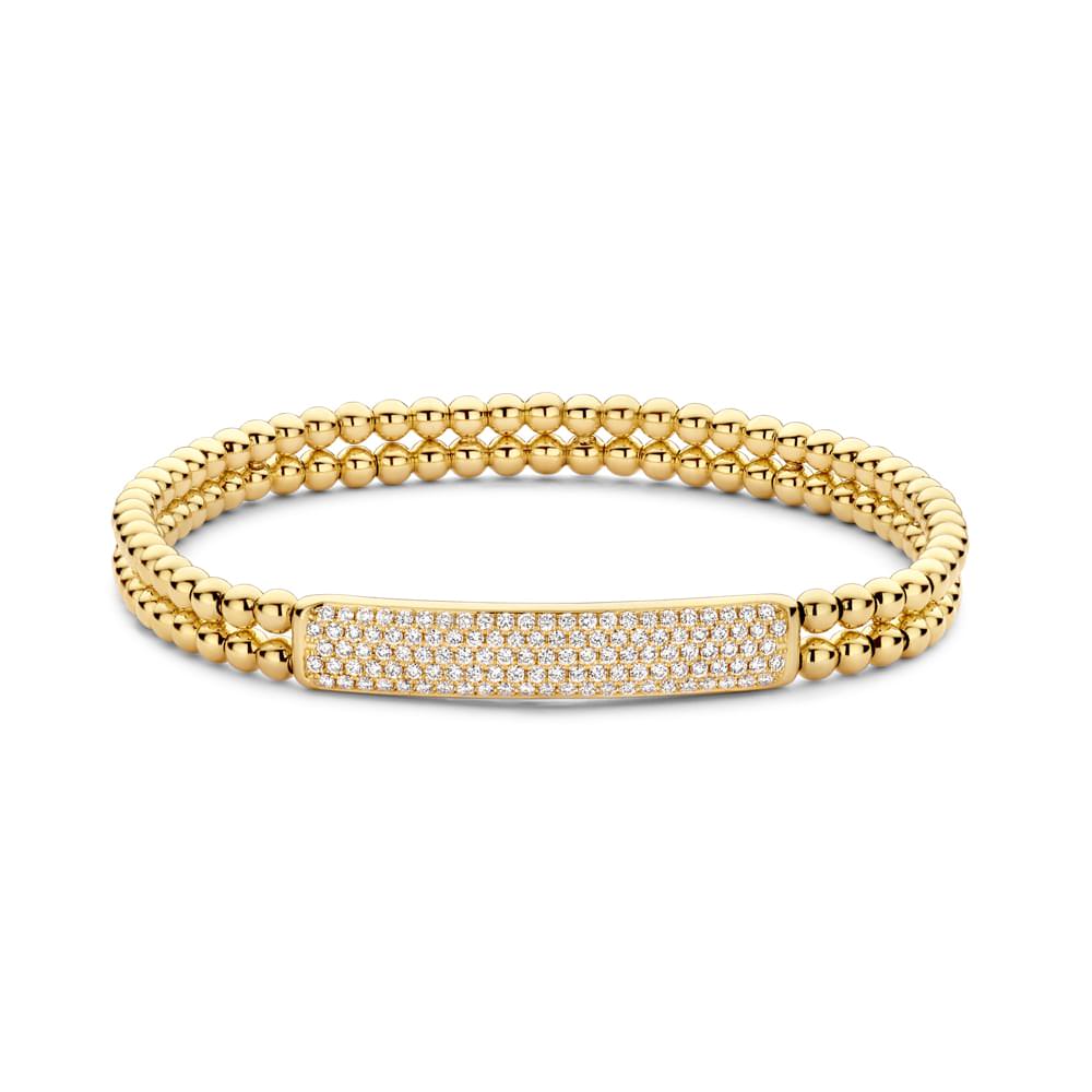 HULCHI BELLUNI 18KY DIAMOND DOUBLE BEADED STRETCH BRACELET
