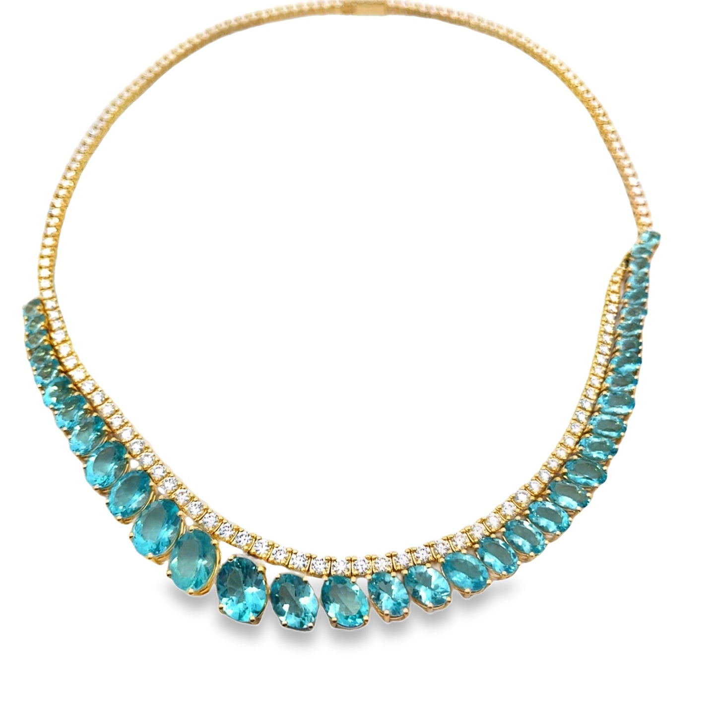 18KY AQUAMARINE AND DIAMOND FASHION NECKLACE
