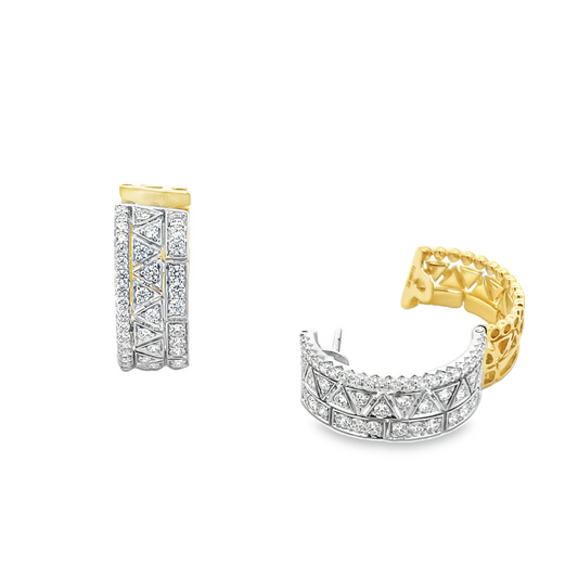 18KYW DIAMOND FASHION MEDIUM HOOPS