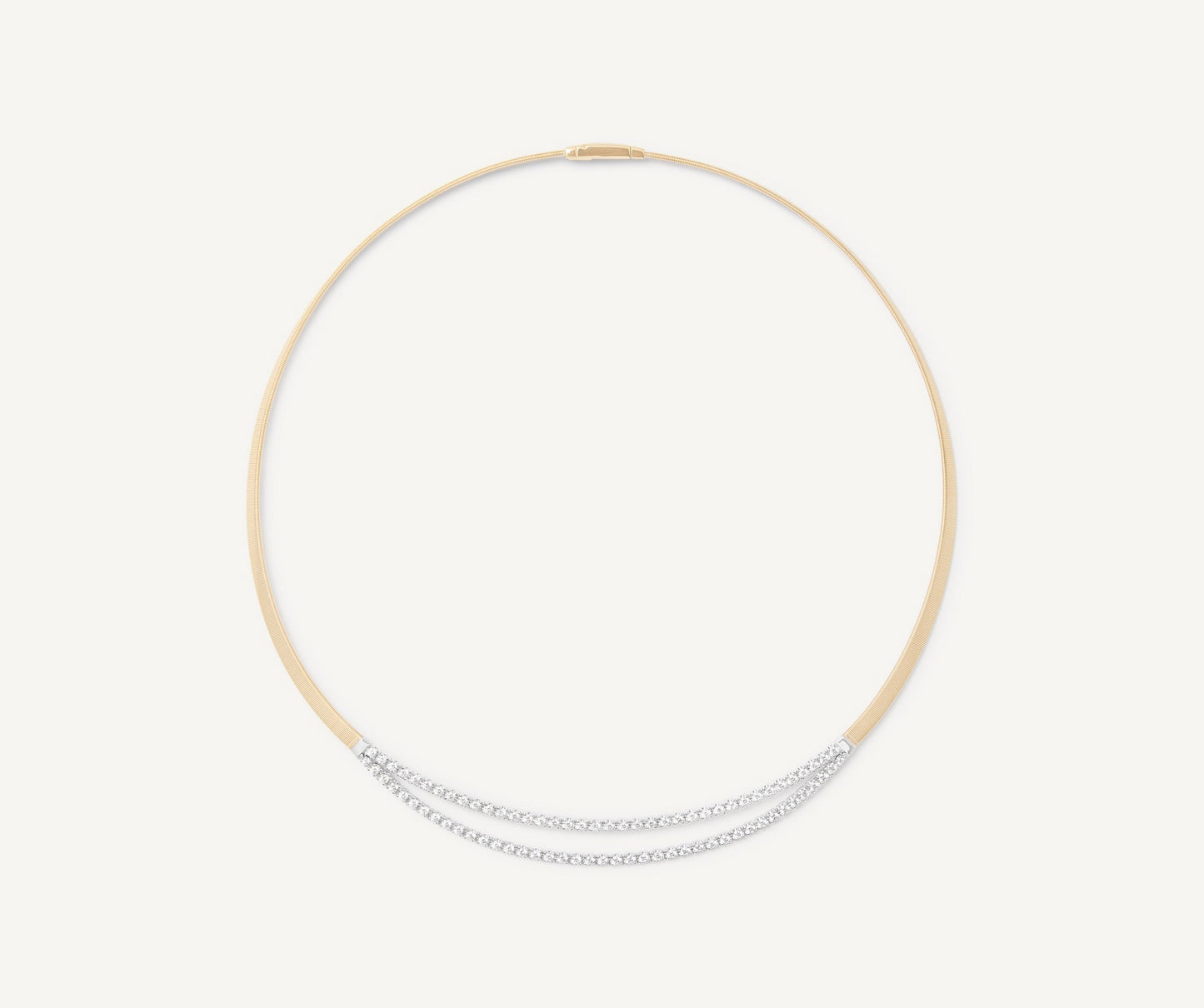18KY MASAI COIL COLLAR WITH DOUBLE ROW DIAMOND BAR