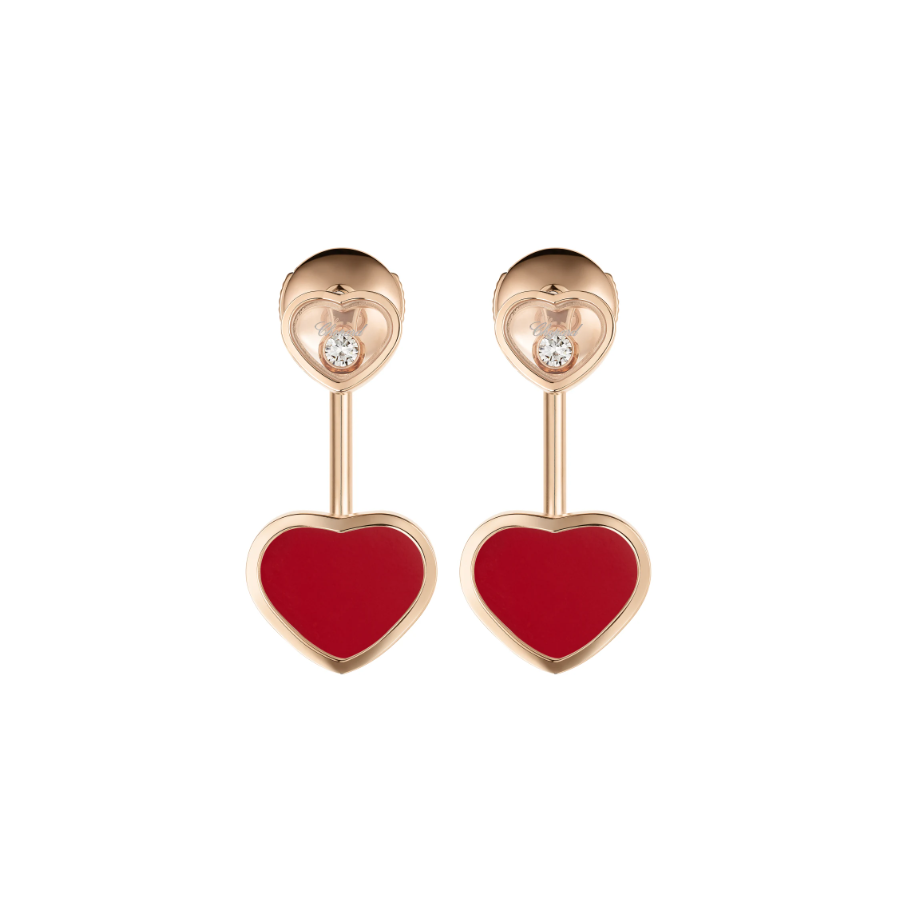 HAPPY HEART RED STONE EARRINGS