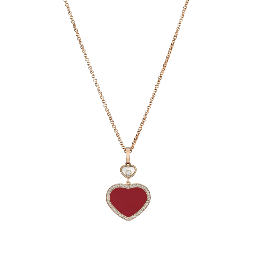 18KR HAPPY DIAMOND RED STONE PENDANT