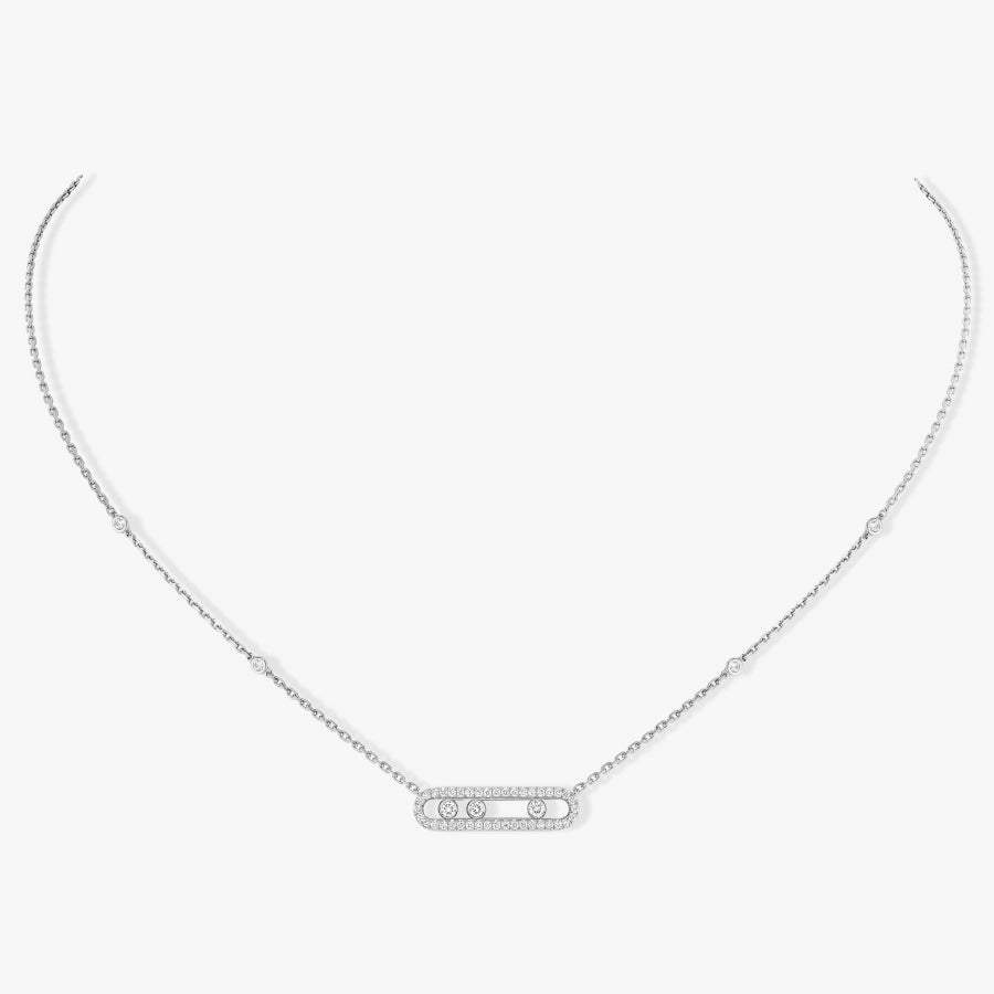 18KW BABY MOVE PAVE NECKLACE