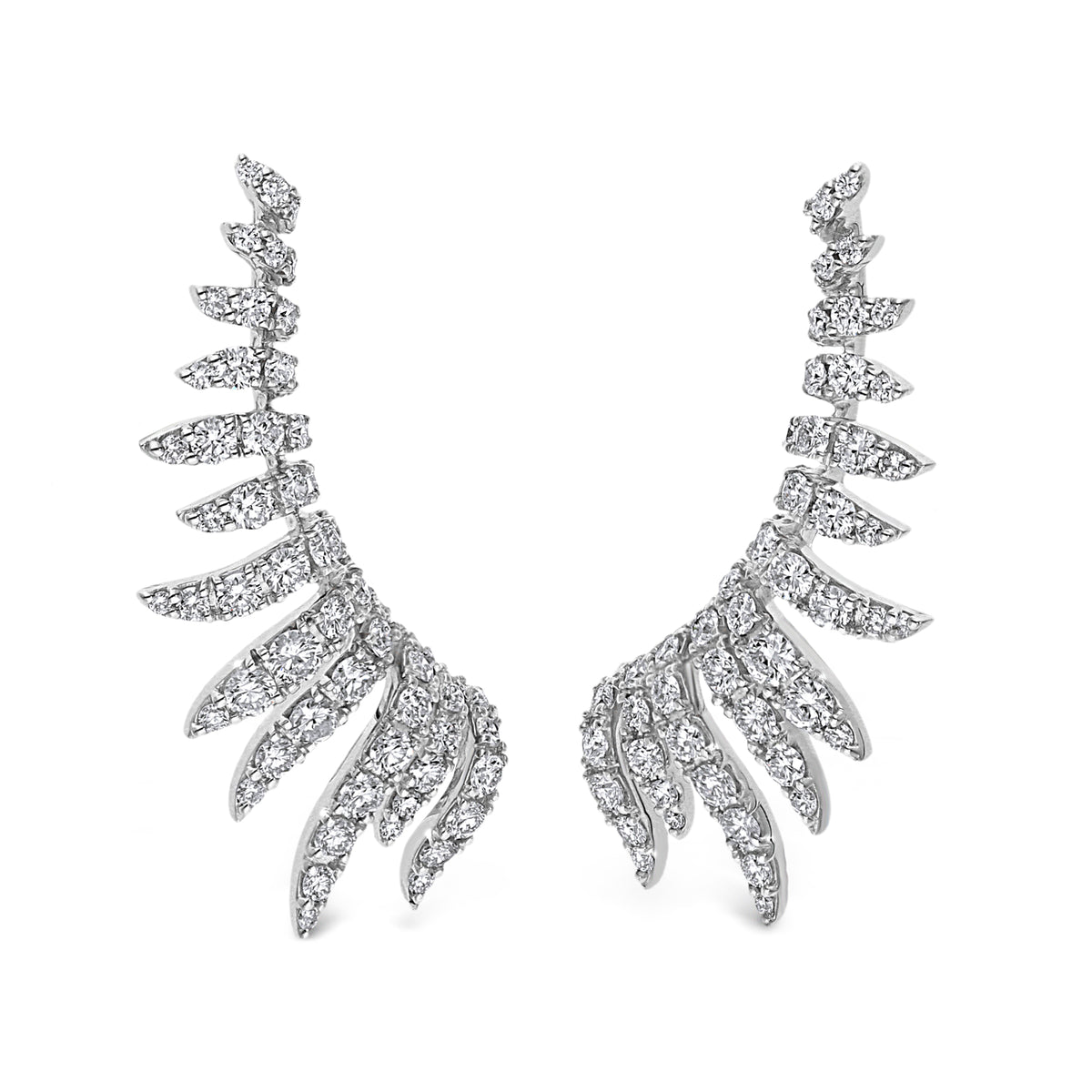 LEO PIZZO 18KW DIAMOND FEATHER CLIMBER EARRINGS