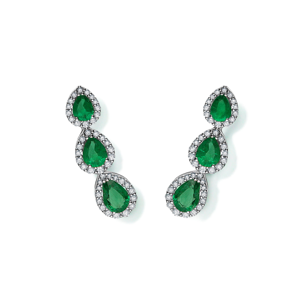 LEO PIZZO 18KW DIAMOND AND EMERALD EARRINGS