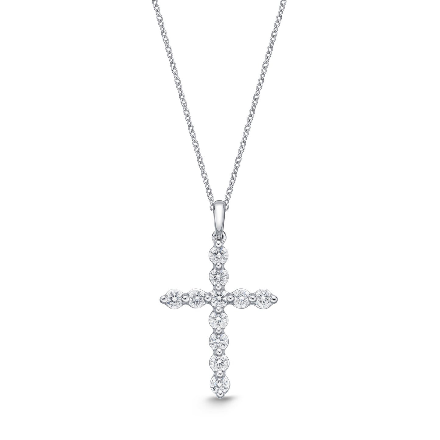 18KW DIAMOND CROSS PENDANT ON CHAIN