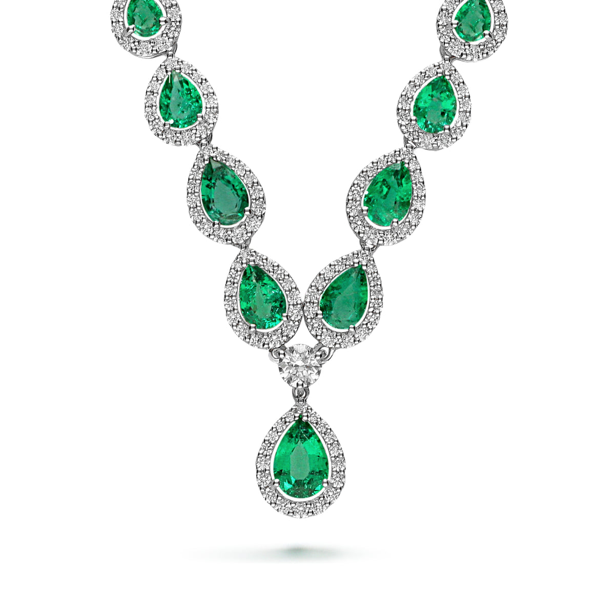 LEO PIZZO 18KW DIAMOND AND EMERALD NECKLACE