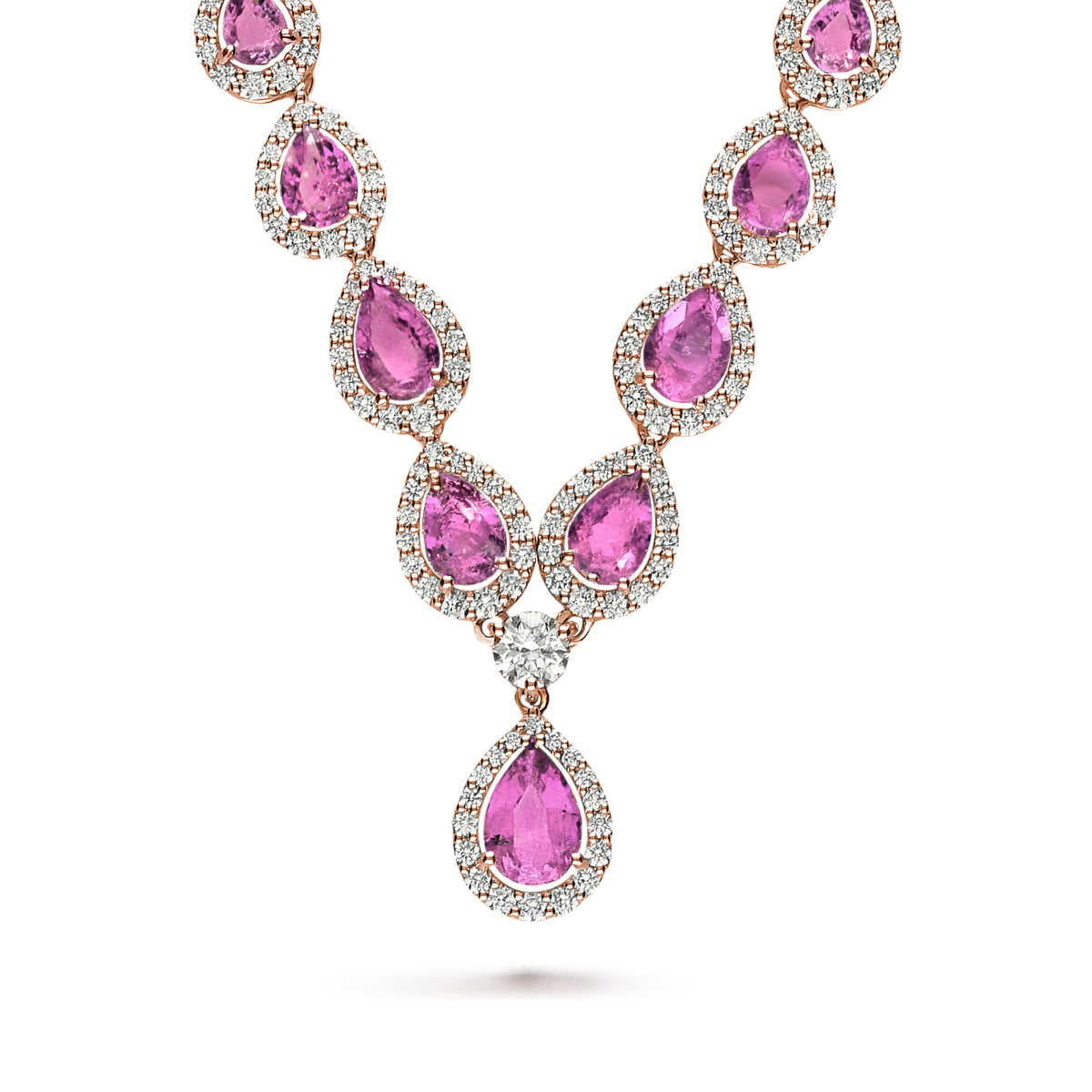 LEO PIZZO 18KR DIAMOND AND PINK SAPPHIRE NECKLACE