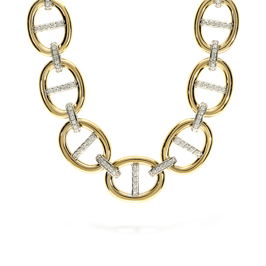 LEO PIZZO 18KYW DIAMOND LINK NECKLACE