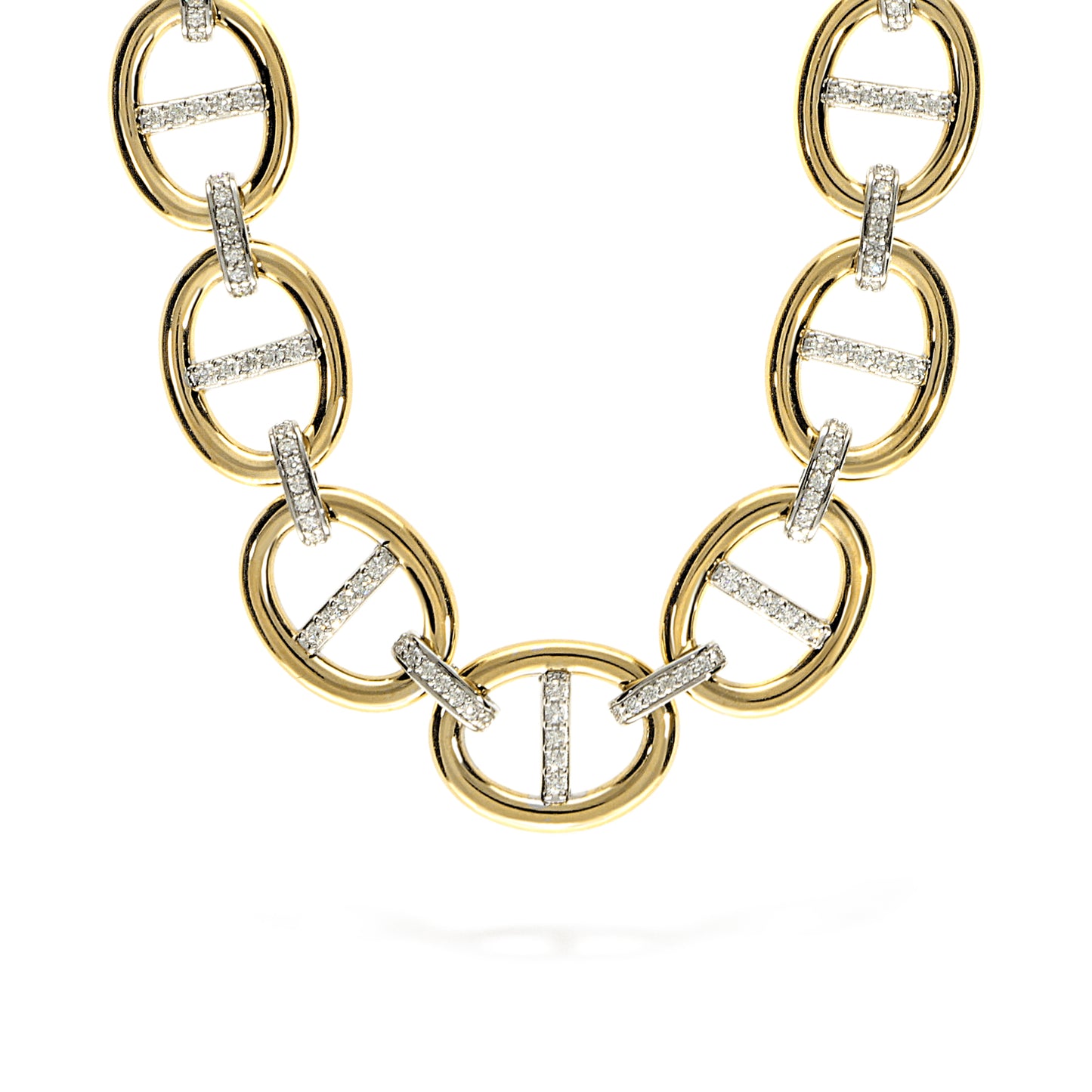 LEO PIZZO 18KYW DIAMOND LINK NECKLACE