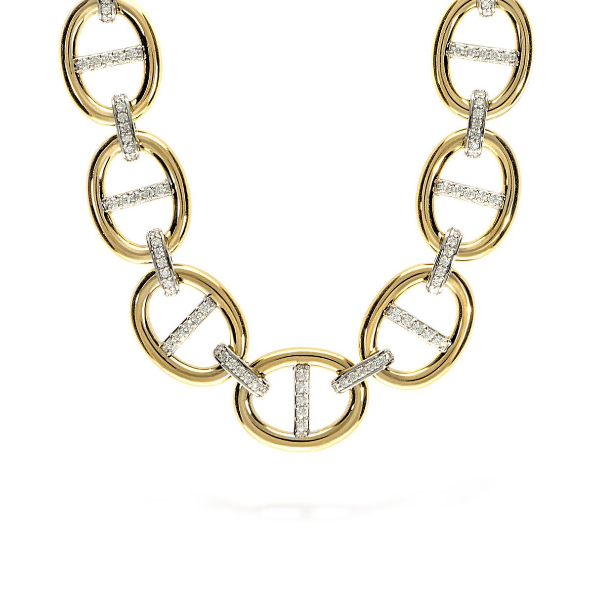 LEO PIZZO 18KYW DIAMOND LINK NECKLACE