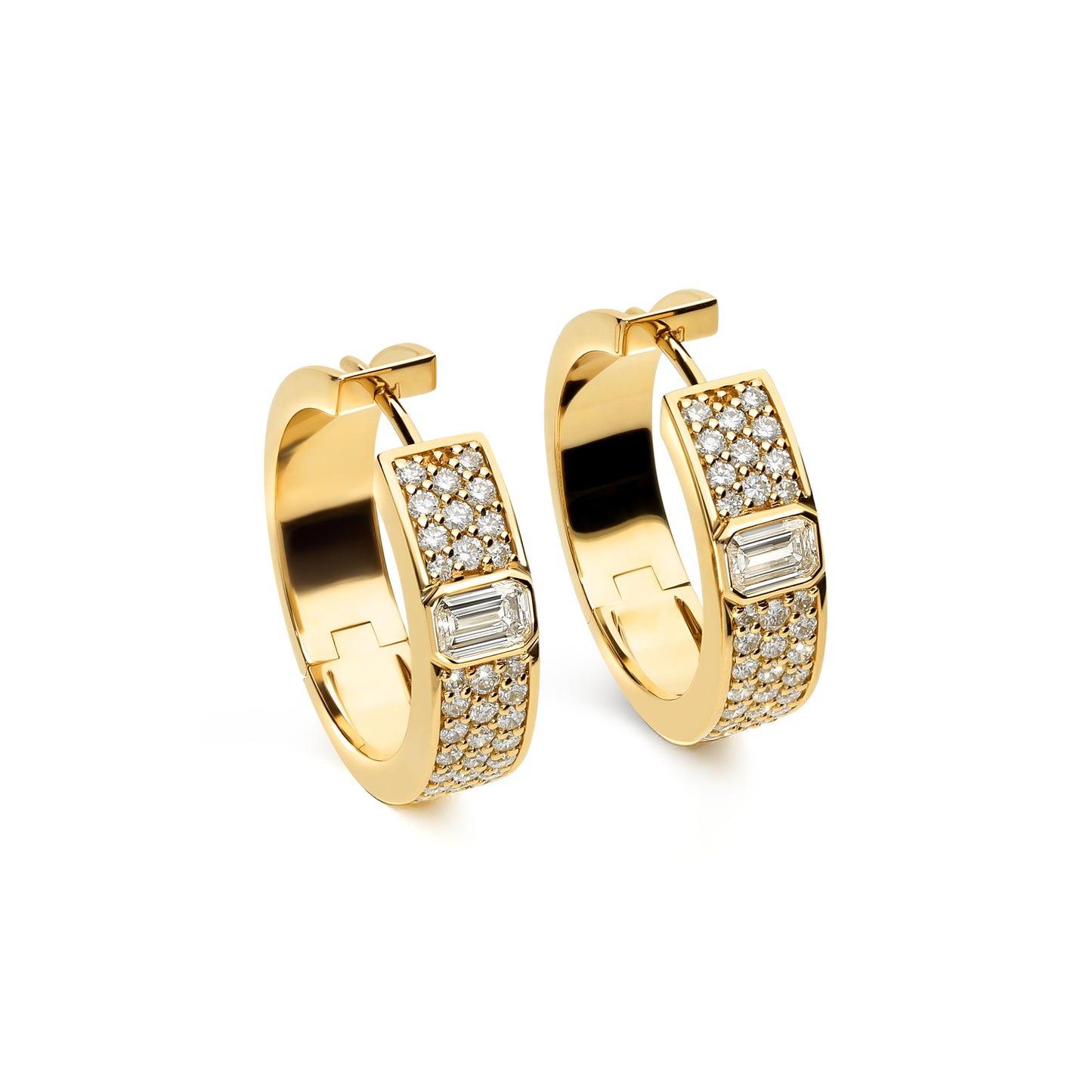 LEO PIZZO 18KY DIAMOND FASHION SMALL HOOP EARRINGS