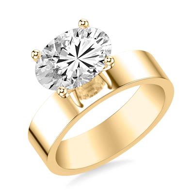 18KY Wide Band Engagement Ring