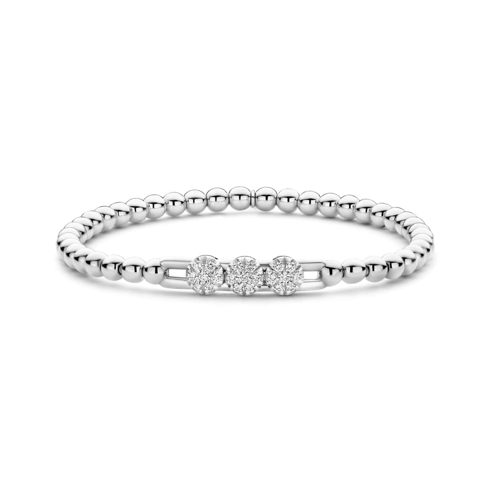HULCHI BELLUNI 3 CLUSTER DIAMOND TRESORE STRETCH BRACELET