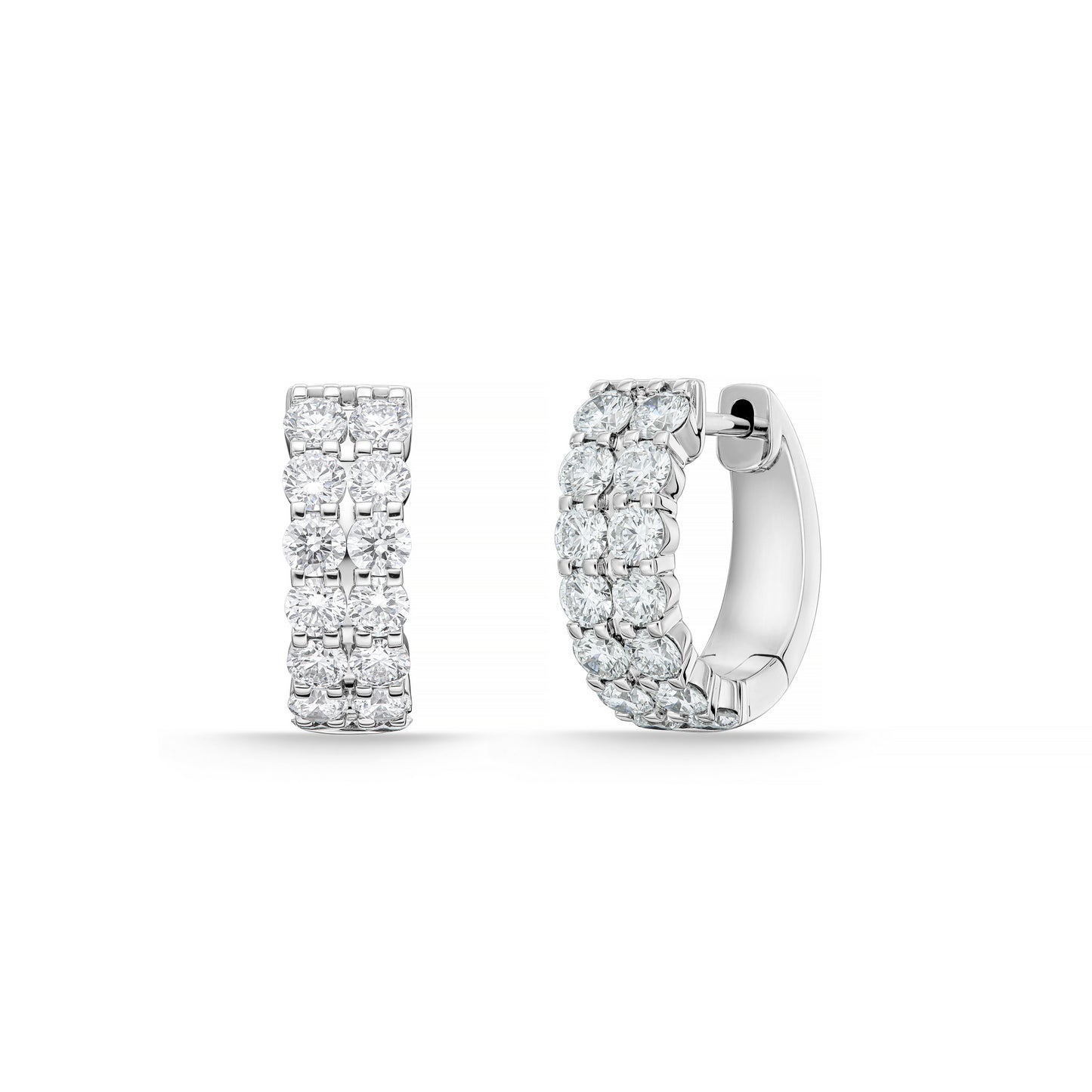 18KW DIAMOND PETITE PRONG DOUBLE ROW HUGGIES
