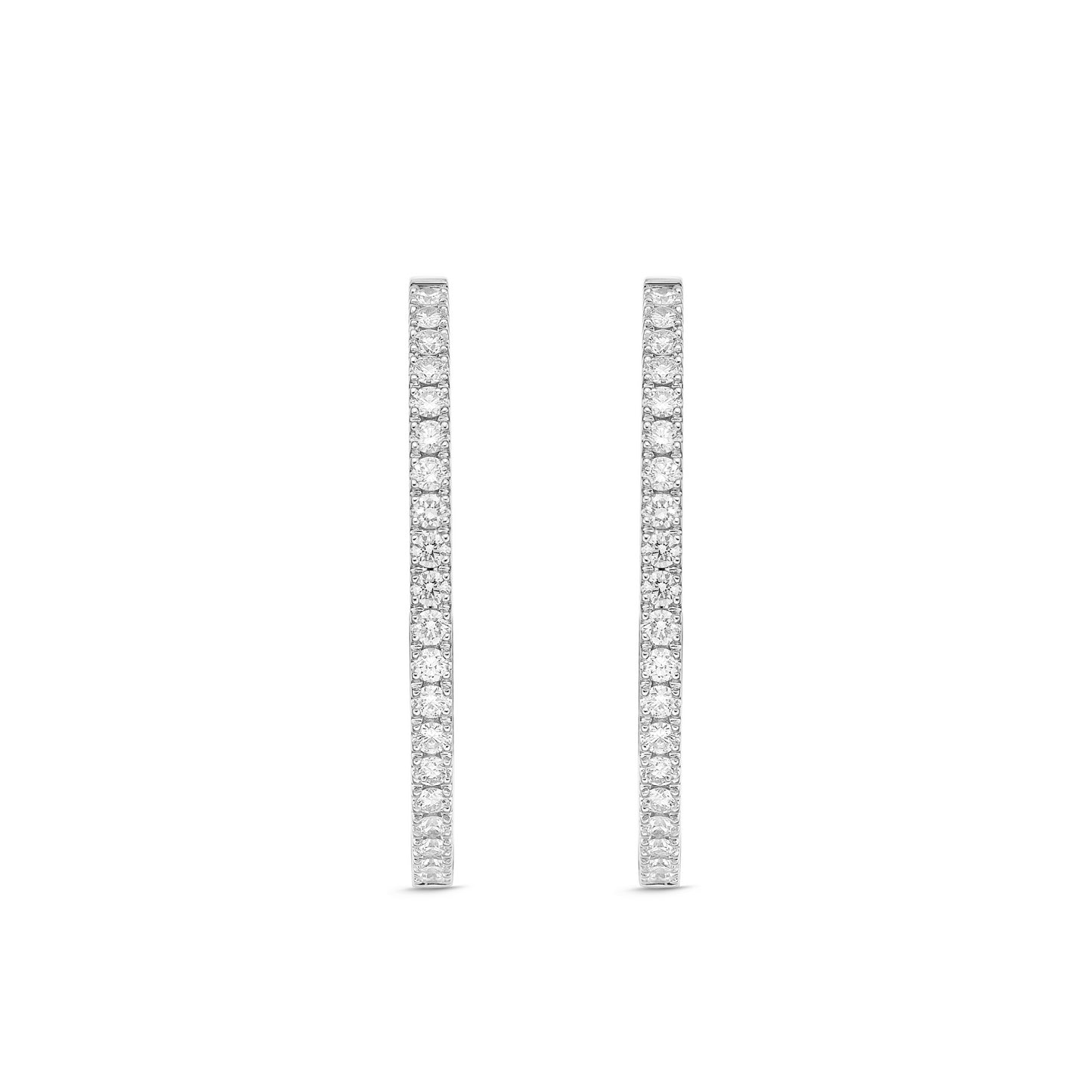18KW OVAL DIAMOND HOOP EARRINGS