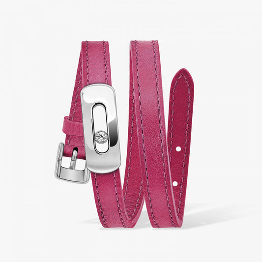 MESSIKA MY MOVE CALFSKIN BRACELET RASPBERRY PINK