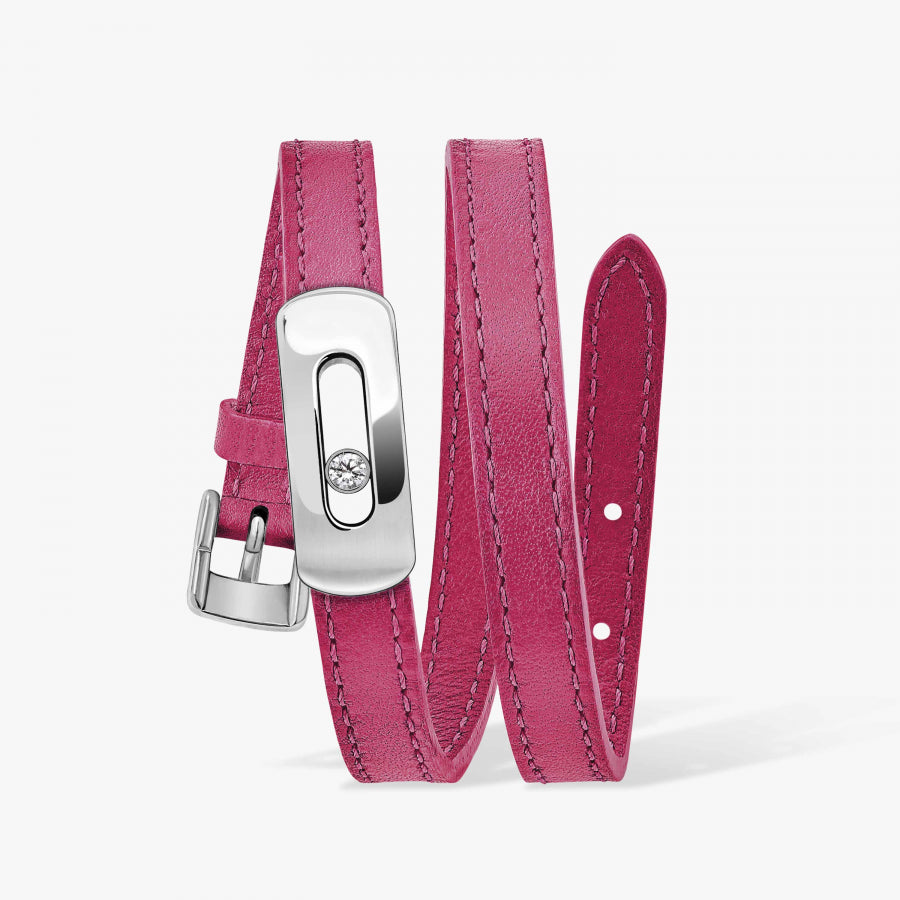 MESSIKA MY MOVE CALFSKIN BRACELET RASPBERRY PINK