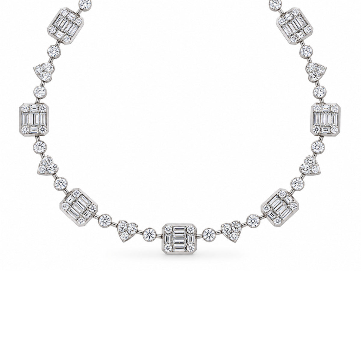 18KW MIXED SHAPE DIAMOND NECKLACE