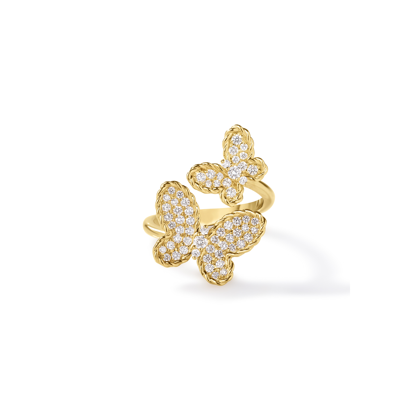 18KY JASMINE PAVE DIAMOND DOUBLE BUTTERFLY RING