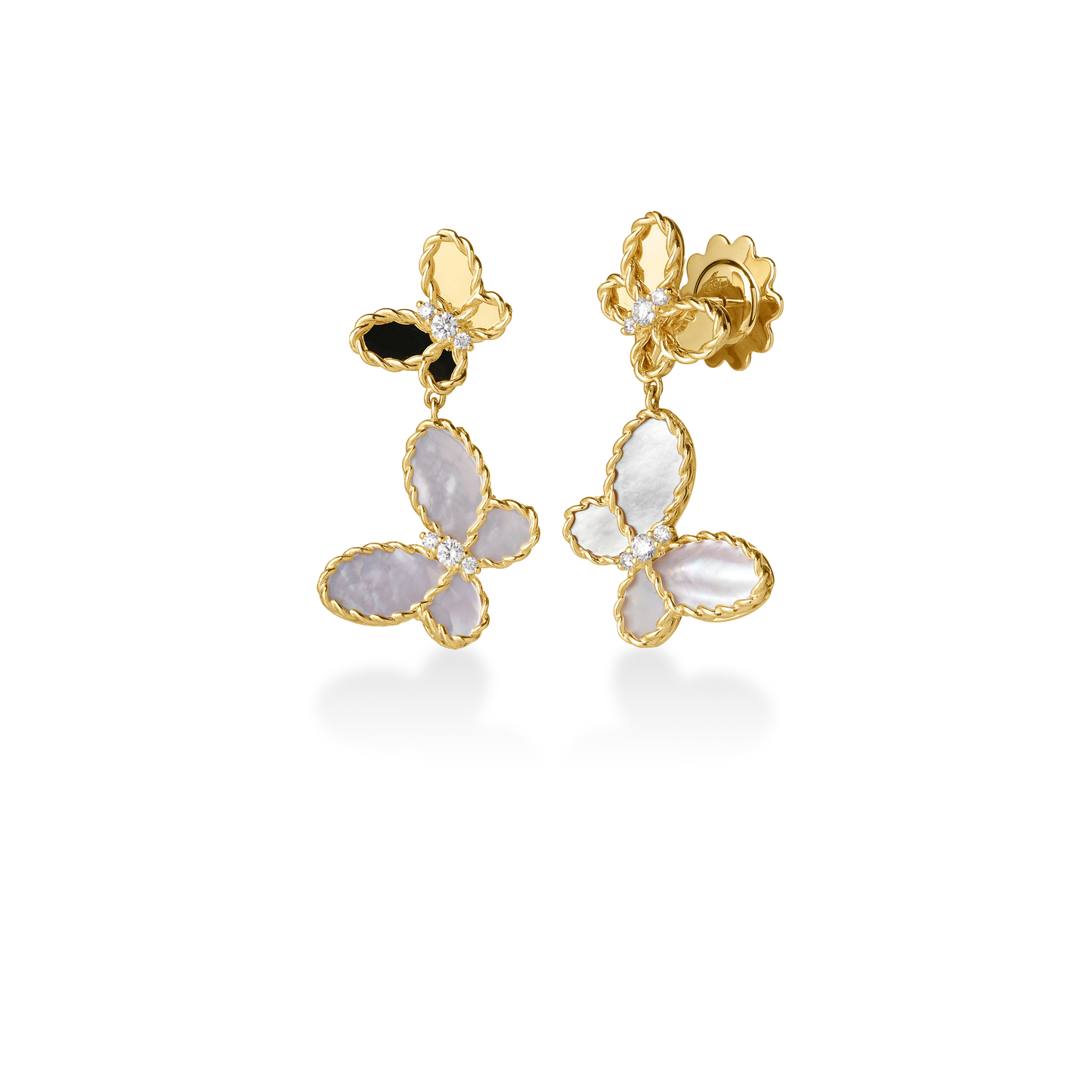 18KY DIAMOND JASMINE DANGLE BUTTERFLY EARRINGS
