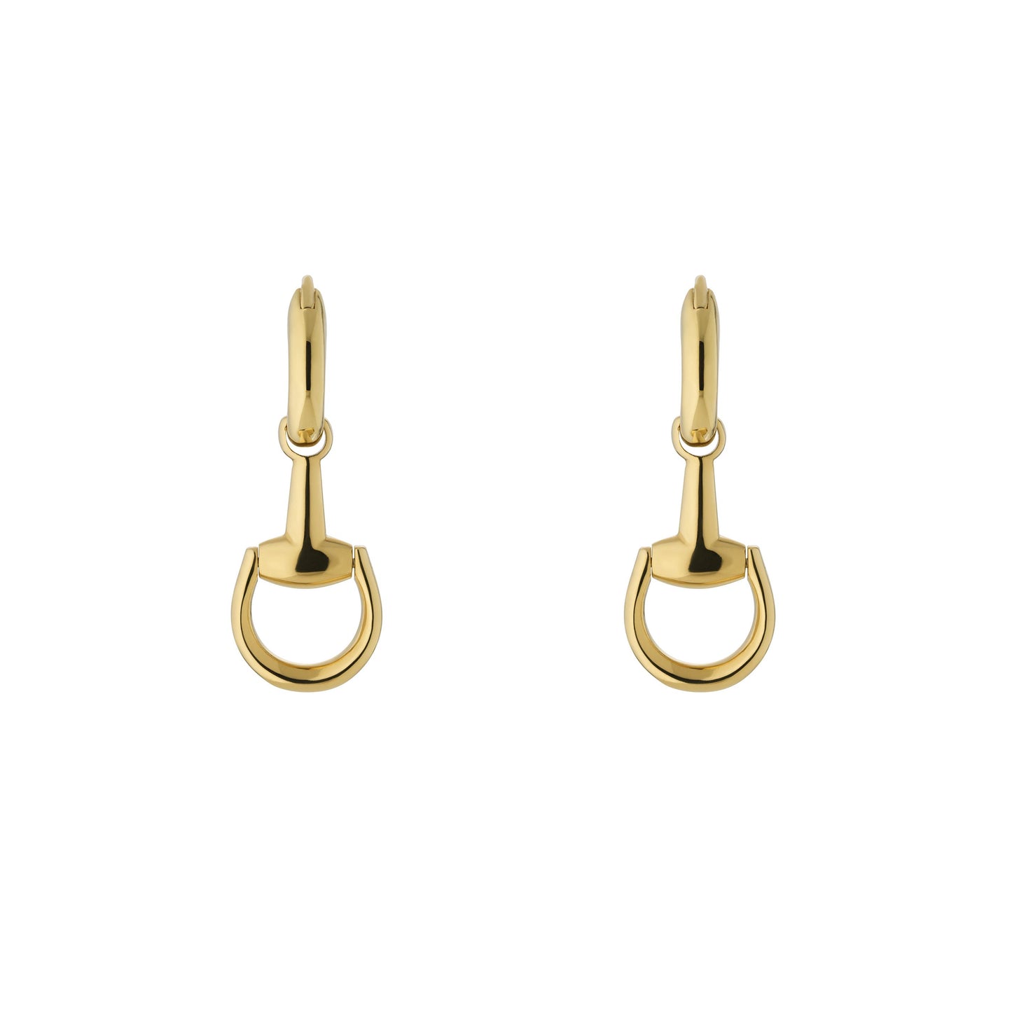 18KY HOOP EARRING WITH DANGLING HORSEBIT