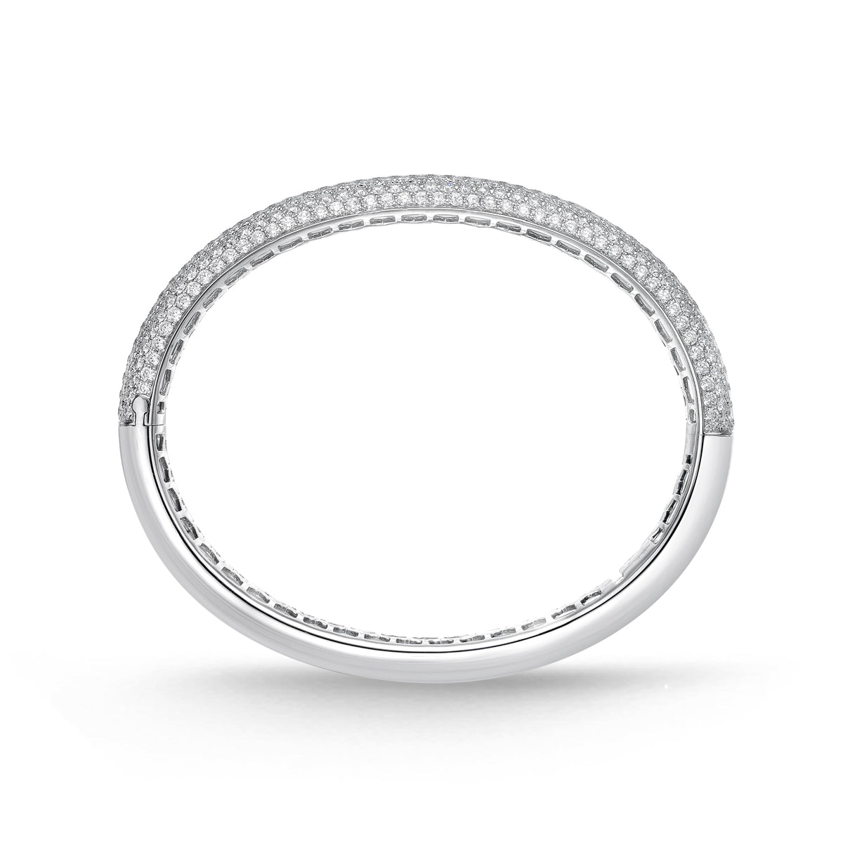 18KW 7 ROW PIROUETTE PAVE DIAMOND BANGLE