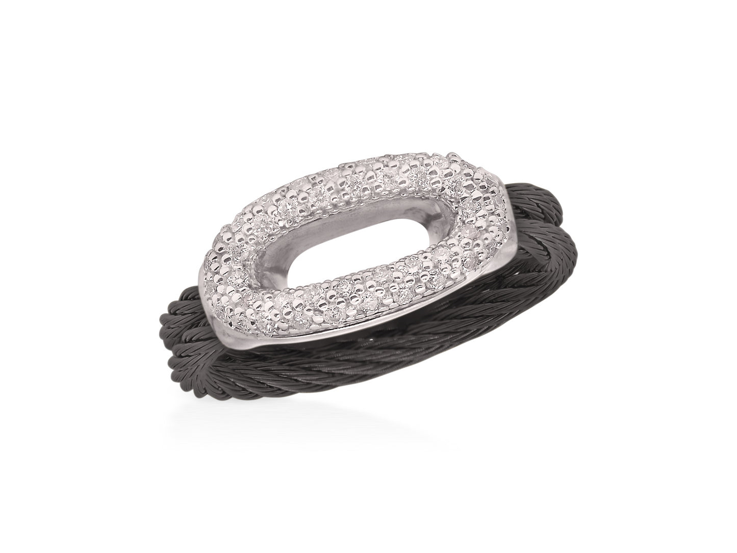 BLACK CABLE OPEN 18KW OVAL DIAMOND RING