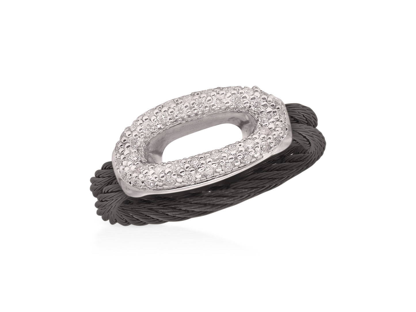 BLACK CABLE OPEN 18KW OVAL DIAMOND RING