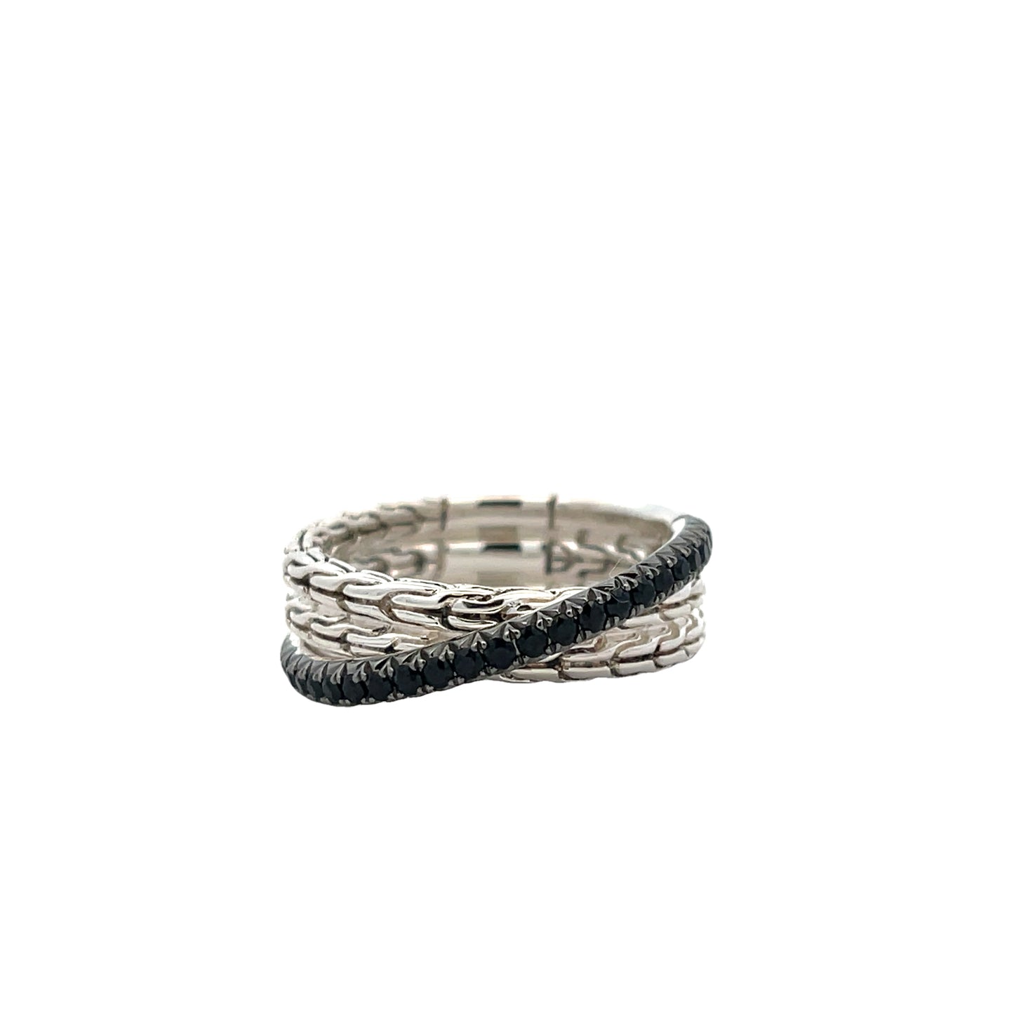 SS ESSENTIALS BLACK SAPPHIRE CROSSOVER RING