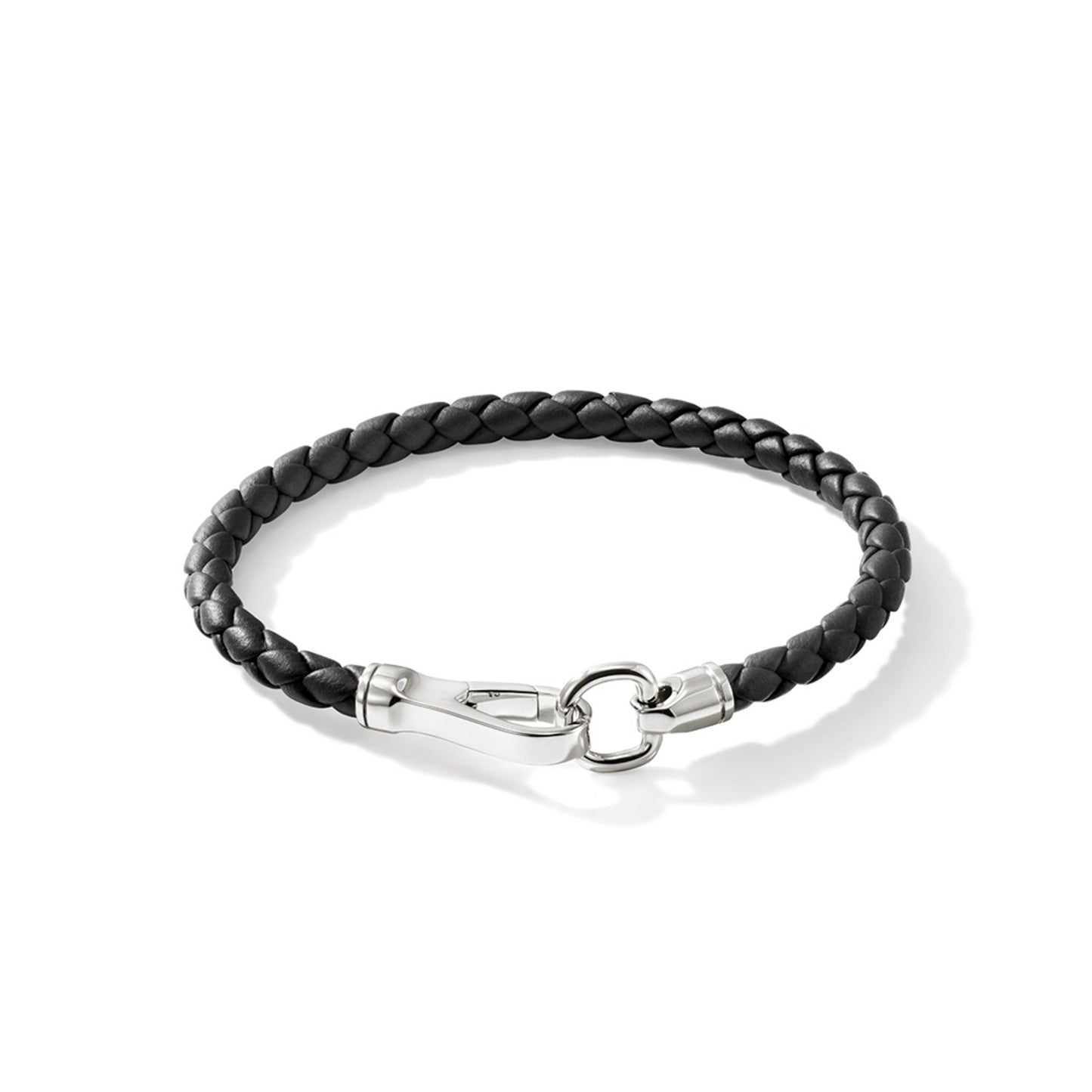 SS 5MM LEATHER HOOK CLASP BRACELET