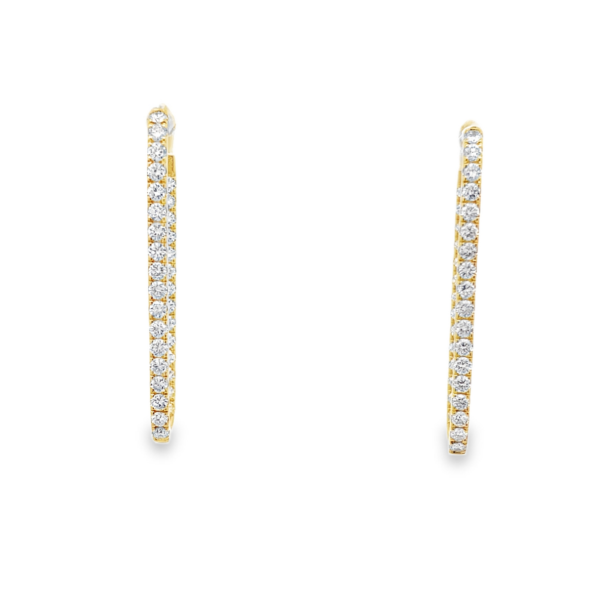 18KY RECTANGULAR DIAMOND HOOP EARRINGS