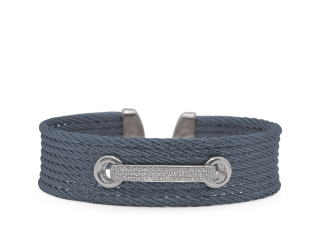 BLUEBERRY CABLE LACE UP CUFF WITH 18KW GOLD AND DIAMONDS