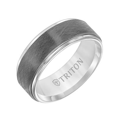 8MM GUNMETAL CRYSTALINE BLK/WH BAND SZ10