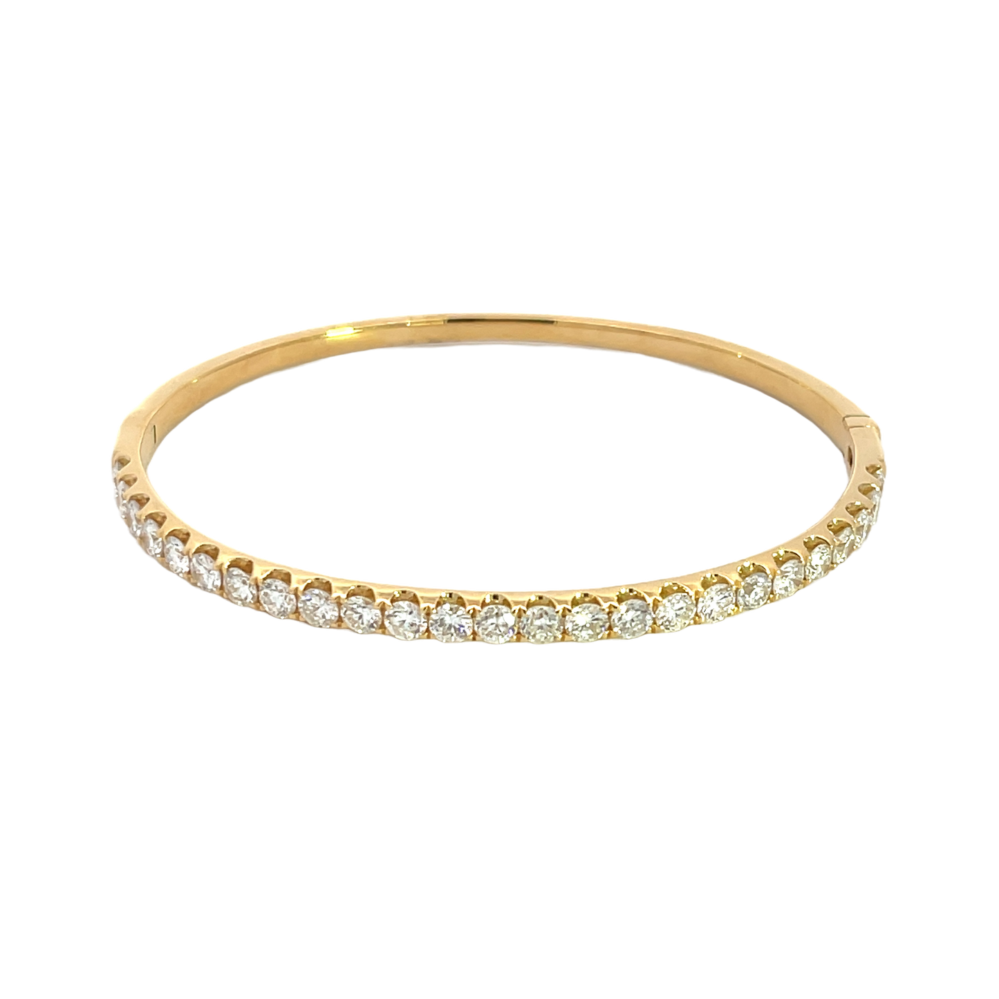 18KY OVAL HALFWAY DIAMOND BANGLE
