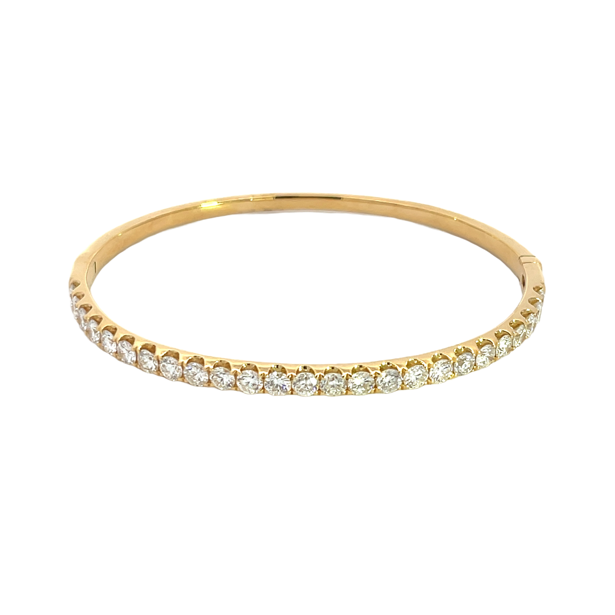 18KY OVAL HALFWAY DIAMOND BANGLE