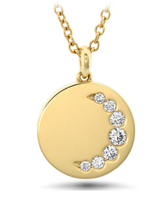 18KY LUNA CRESCENT MEDALLION PENDANT ON CHAIN