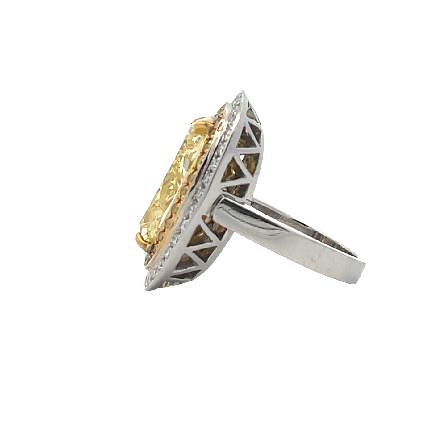 PLATINUM COCKTAIL RING WITH FANCY YELLOW OVAL DIAMOND