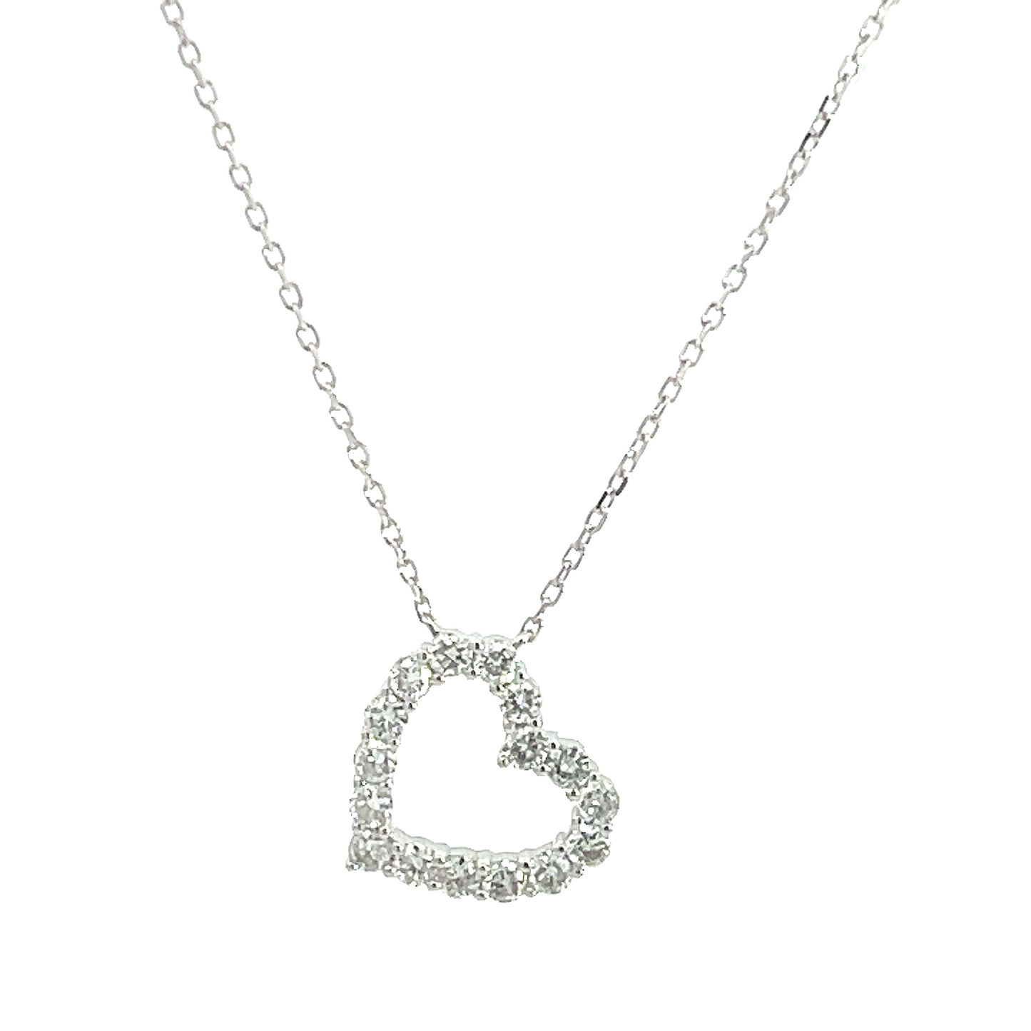 18KW DIAMOND HEART PENDANT NECKLACE