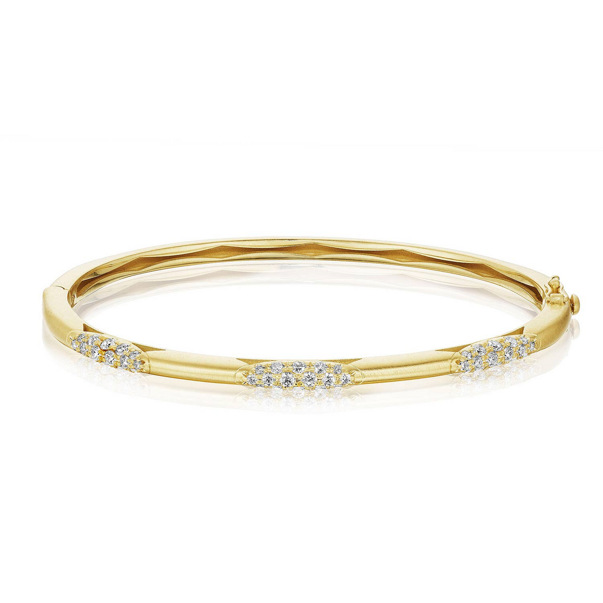 18KY CRESCENT ECLIPSE DIAMOND SATIN FINISHED BANGLE 3.25MM
