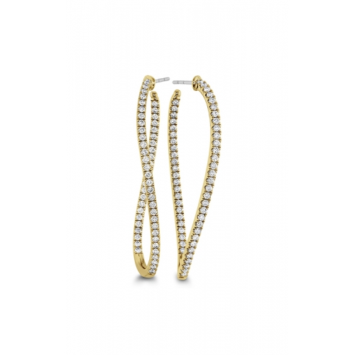 18KY TWIST DIAMOND HOOP EARRINGS