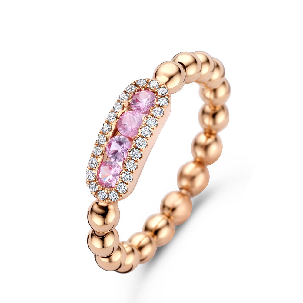 HULCHI BELLUNI 18KR DIAMOND & PINK SAPPHIRE STRETCH RING