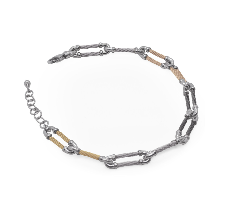 BLACK CARNATION GREY & YELLOW CABLE PAPERCLIP BRACELET