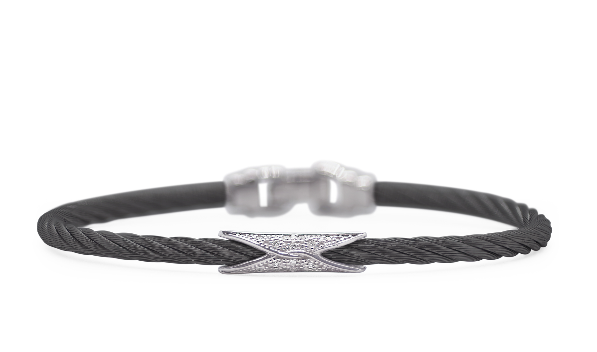 3MM BLACK SLIM CABLE HOURGLASS DIAMOND BRACELET