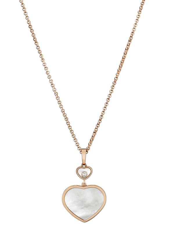 18KY MOP HAPPY HEART PENDANT WITH FLOATING DIAMOND