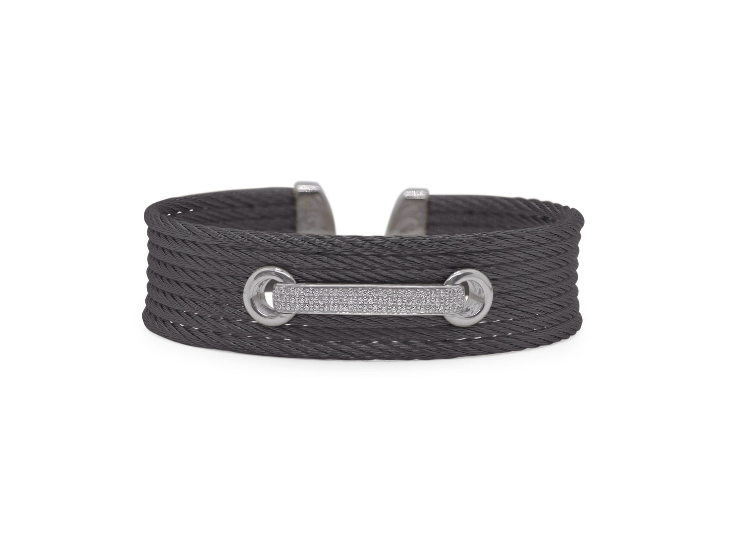 BLACK CABLE LACE UP DIAMOND CUFF