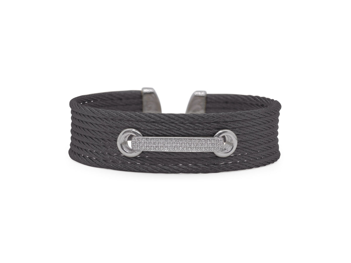 BLACK CABLE LACE UP DIAMOND CUFF