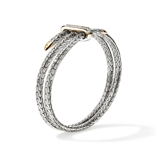 Spear Triple Flex Cuff, Gold, Sterling Silver, Diamonds, 4MM
